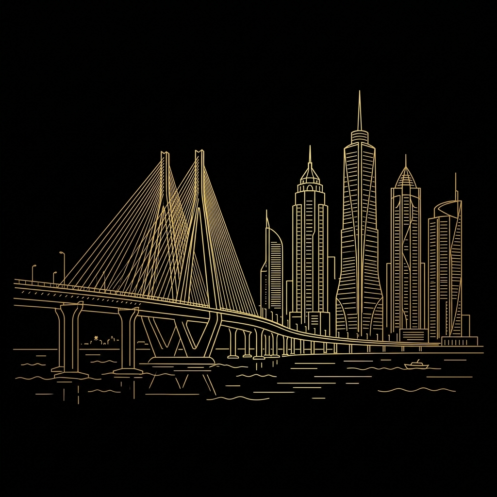 Worli Sea Face Line Art